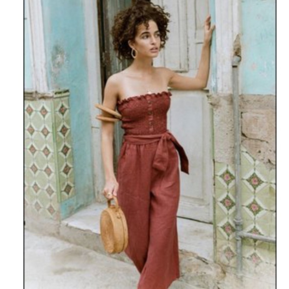 NWT faithfull the brand lais belted jumpsuit